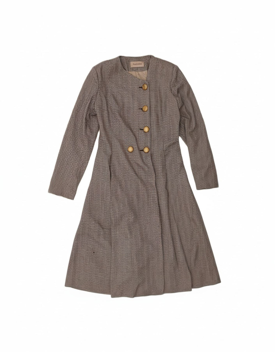 MIDINETTE Womens Double Breasted Coat UK 14 Medium Black Houndstooth