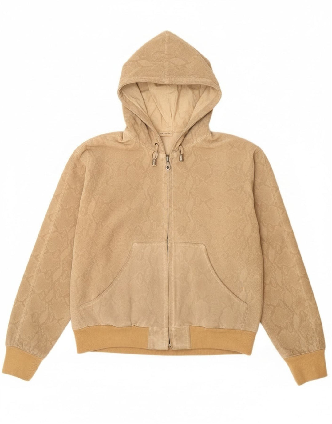 Donna Pelle Dame Hooded Bomber Jacket IT 42 Medium Beige Animal Print