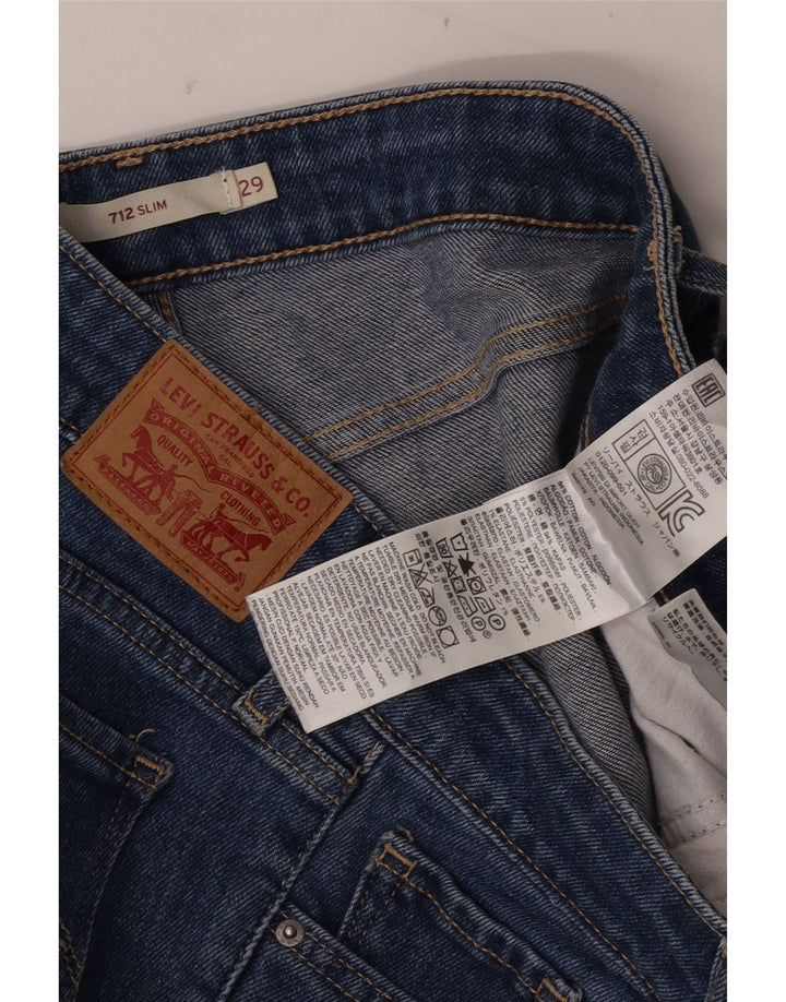 LEVI'S Dame 712 Crop Slim Jeans W29 L24 Blå Bomuld