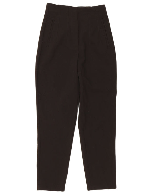 Zara Højtaljede koniske Casual Bukser XS W24 L26 Sort polyester