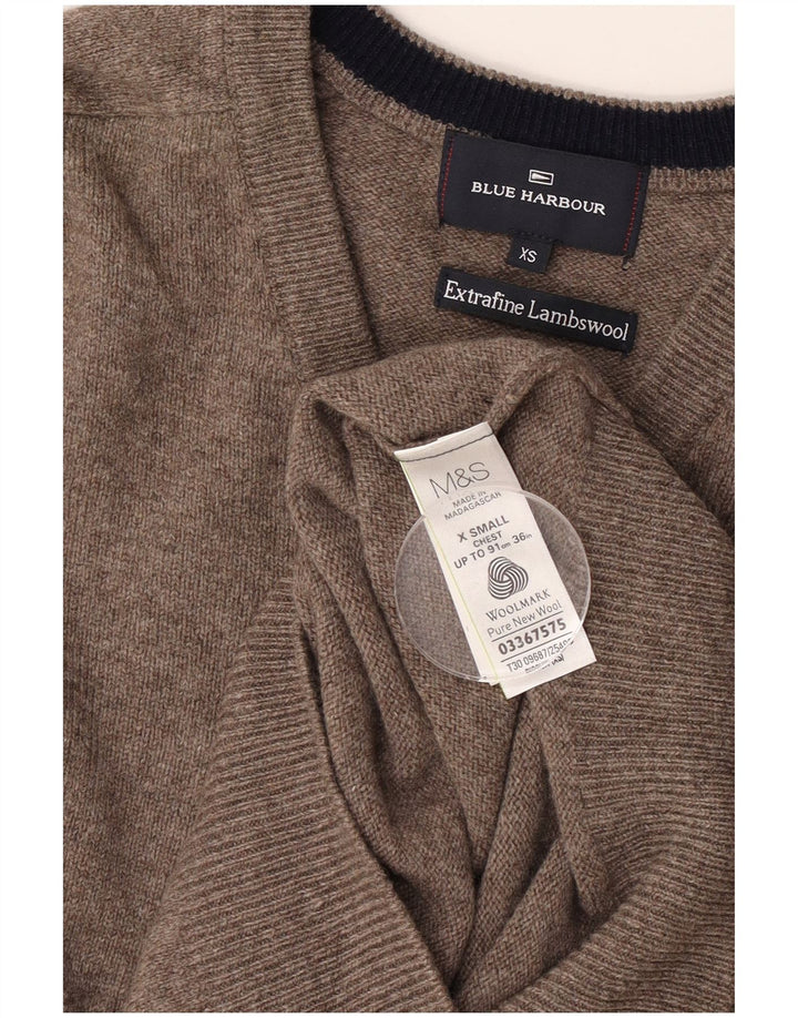 Marks & Spencer Herre Blue Harbor V-hals sweater XS Grå lammeuld