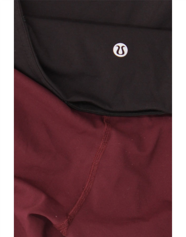 Lululemon Womens Crop Leggings US 12 Large Burgundy Colourblock