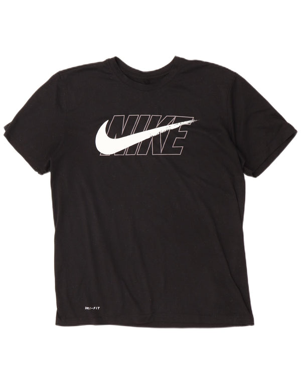 Nike Herre Dri Fit Grafisk T-Shirt Top UK 12 Medium Sort Polyester Sports