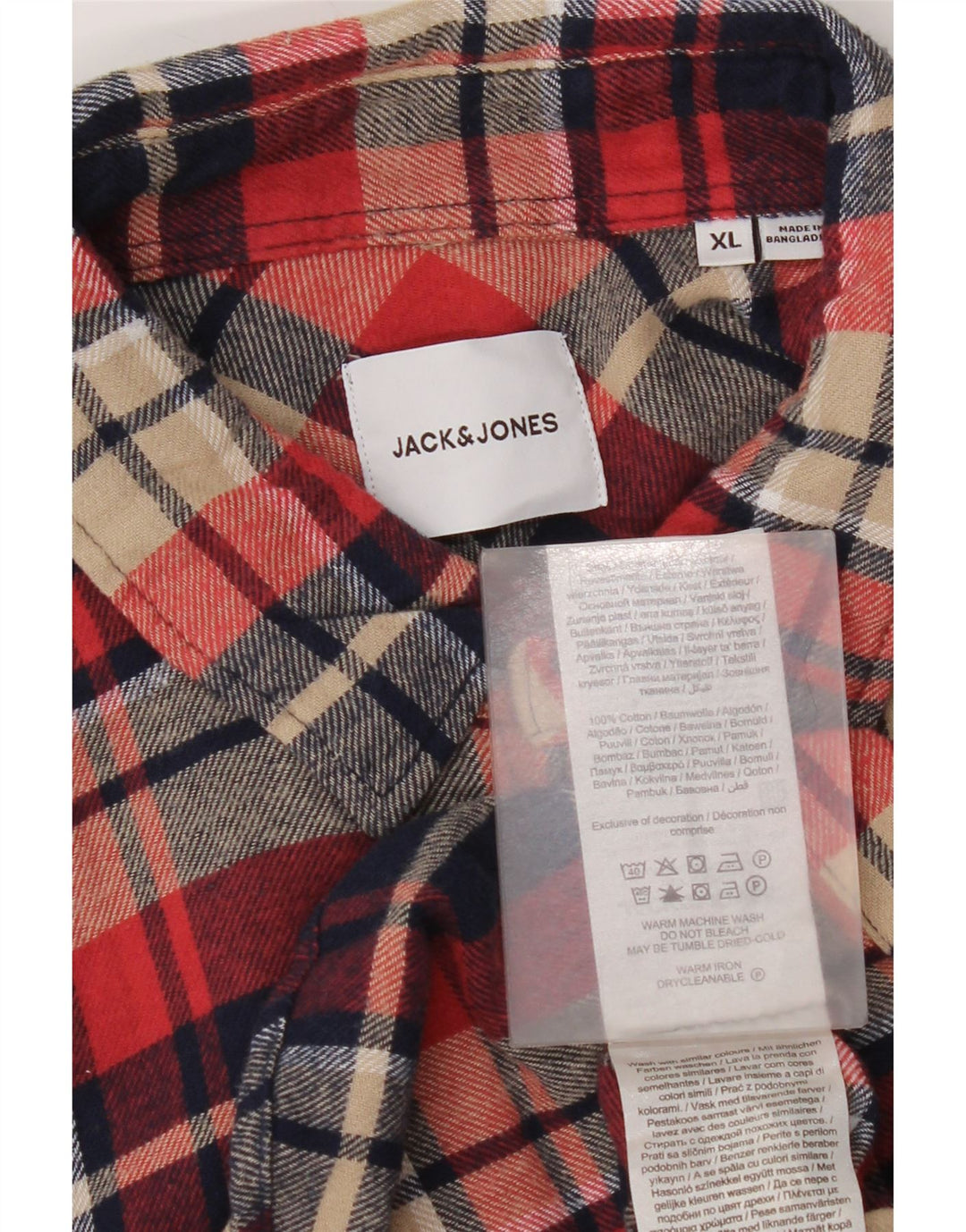 Jack & Jones herre flannelskjorte XL marineblå ternet bomuld