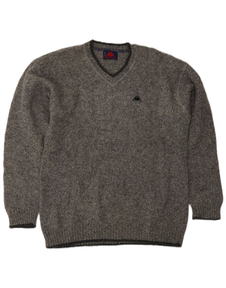 Kappa Herre V-hals sweater XL Grå Flecked Wool