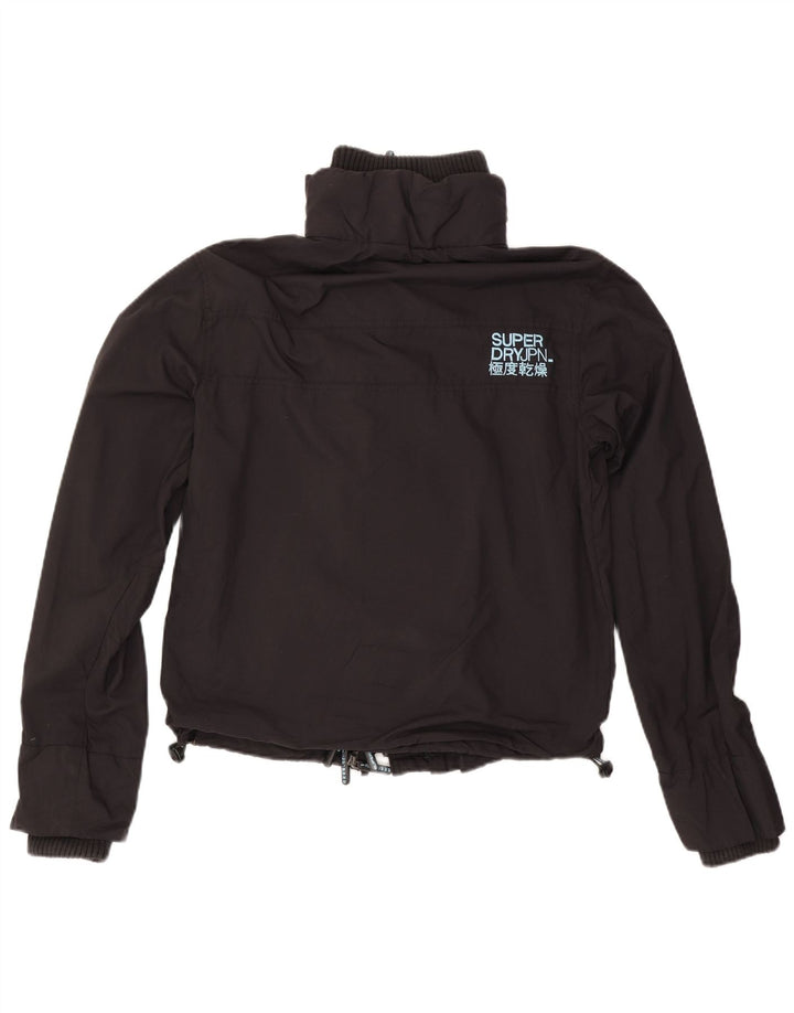 Superdry Grafisk regnjakke til kvinder UK 14 Medium Black Nylon