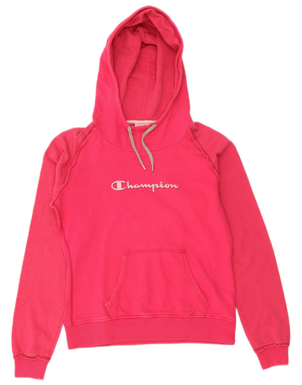 Champion Dame Rochester Grafisk Hoodie Jumper UK 16 Large Pink Bomuld