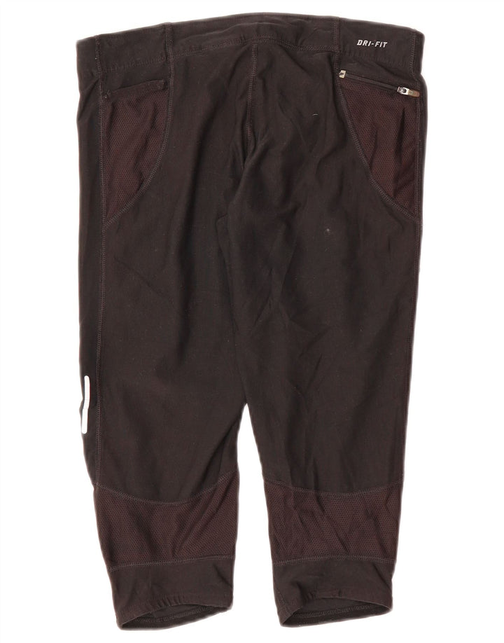 NIKE Dame Dri Fit Capri Træningsdragt Bukser UK 12 Medium Sort Polyester