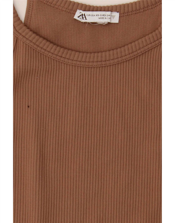 Zara Dame Mini Halter Dress UK 4 XS Brun