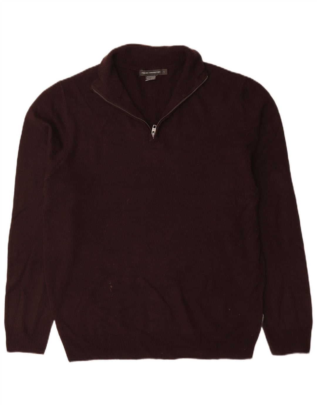 French Connection Herre Zip Neck Jumper Sweater Stor Brun Akryl