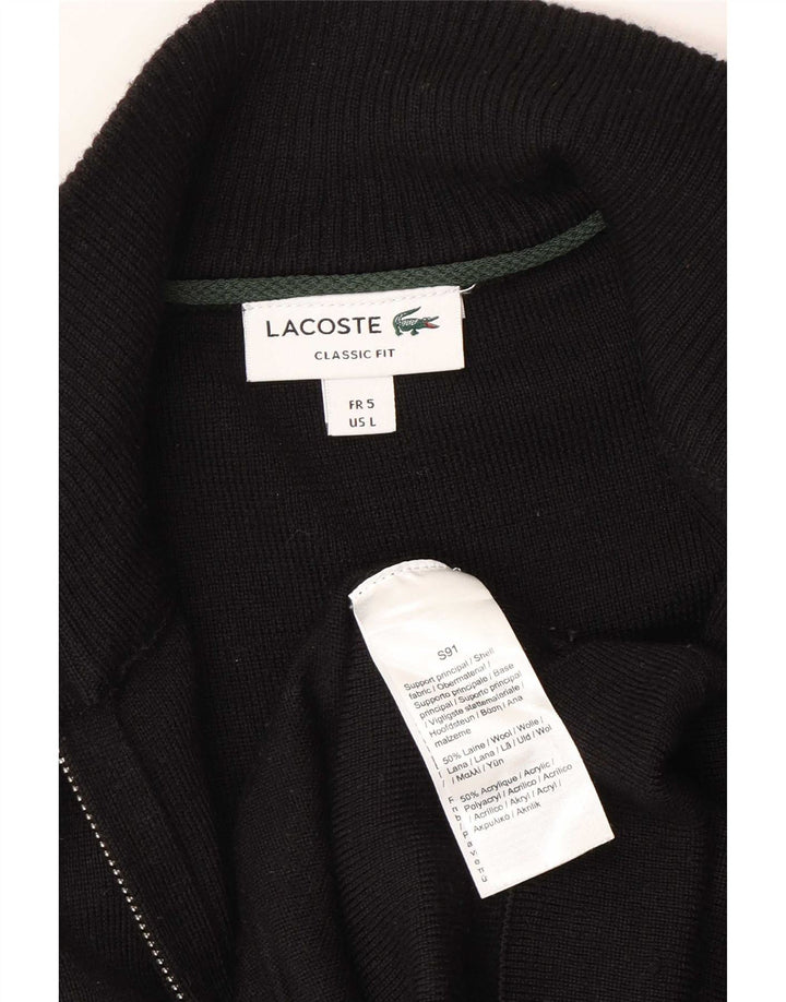 Lacoste Herre Classic Fit Cardigan Sweater Størrelse 5 Large Sort Uld
