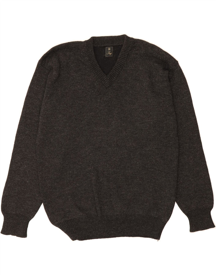 FAY Mens V-Neck Jumper Sweater Large Grey Wool Vintage Fay and Second-Hand Fay from Messina Hembry 