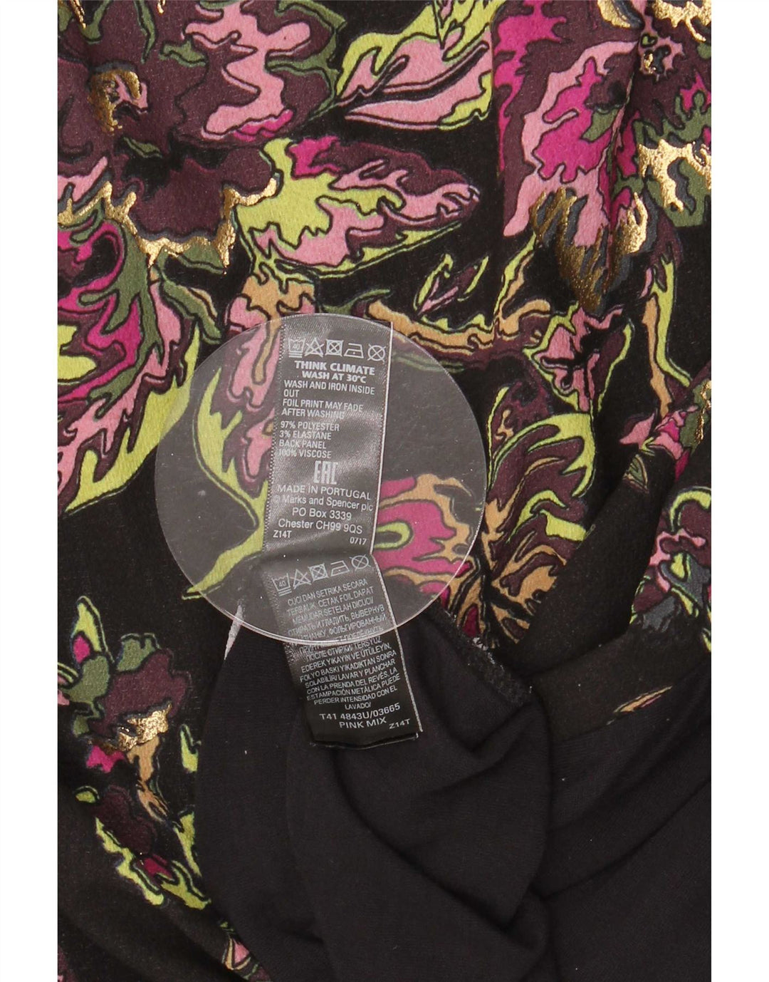 Marks & Spencer Damebluse Top UK 22 3XL Sort Floral Polyester