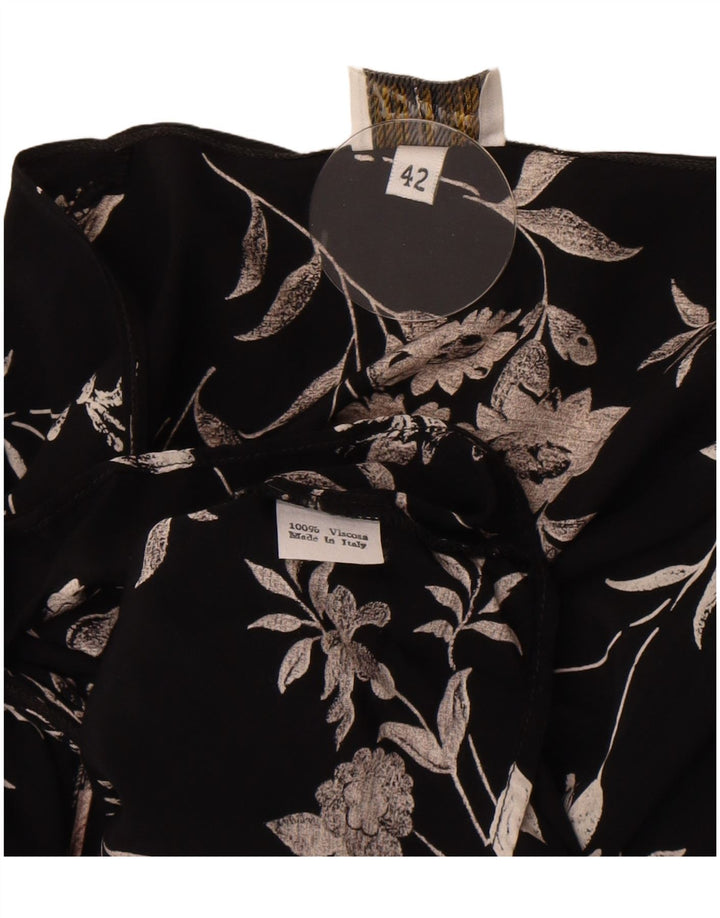 Max Dine Womens Crop Front Tie Cardigan Top IT 42 Medium Black Floral