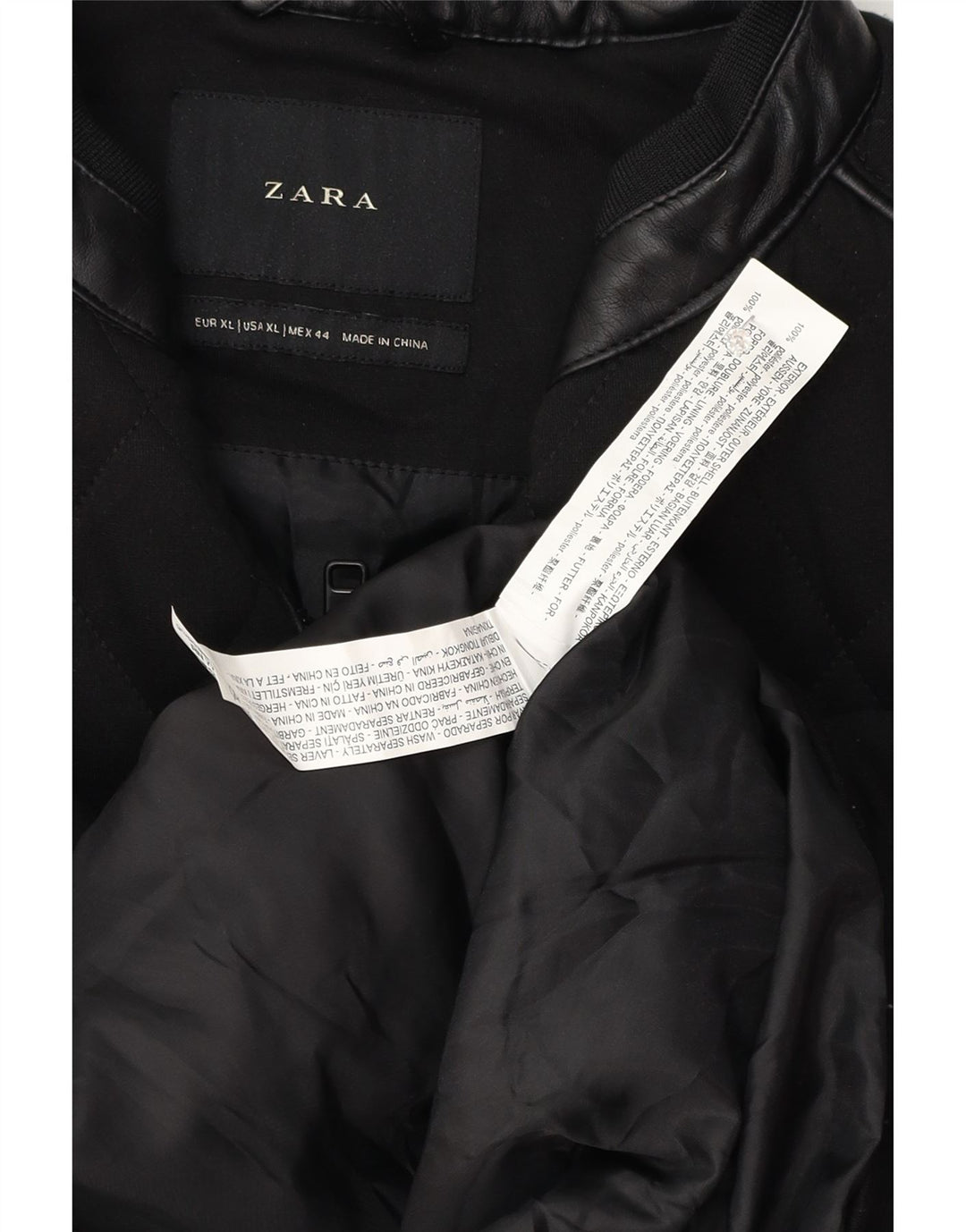 Zara Herre Quiltet Gilet UK 42 XL Sort Polyester