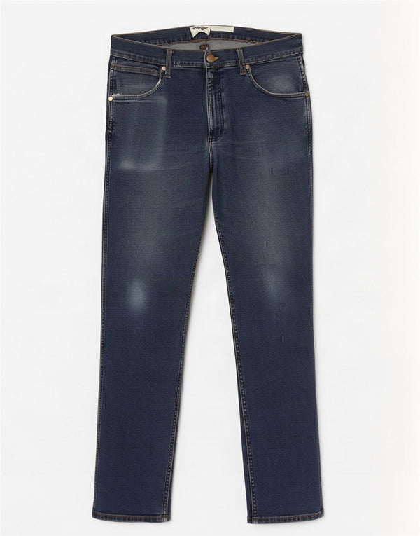 Wrangler Herre Regular Fit Straight Jeans W34 L32 Blå Bomuld