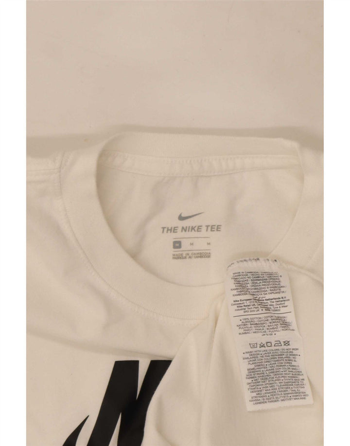 Nike Grafisk T-Shirt Top UK 14 Medium Hvid Bomuld