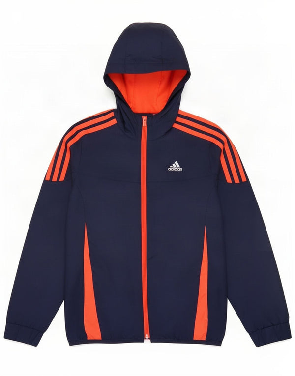 Adidas Træningsdragt med hætte til drenge Topjakke 9-10 år Navy Blue Colourblock