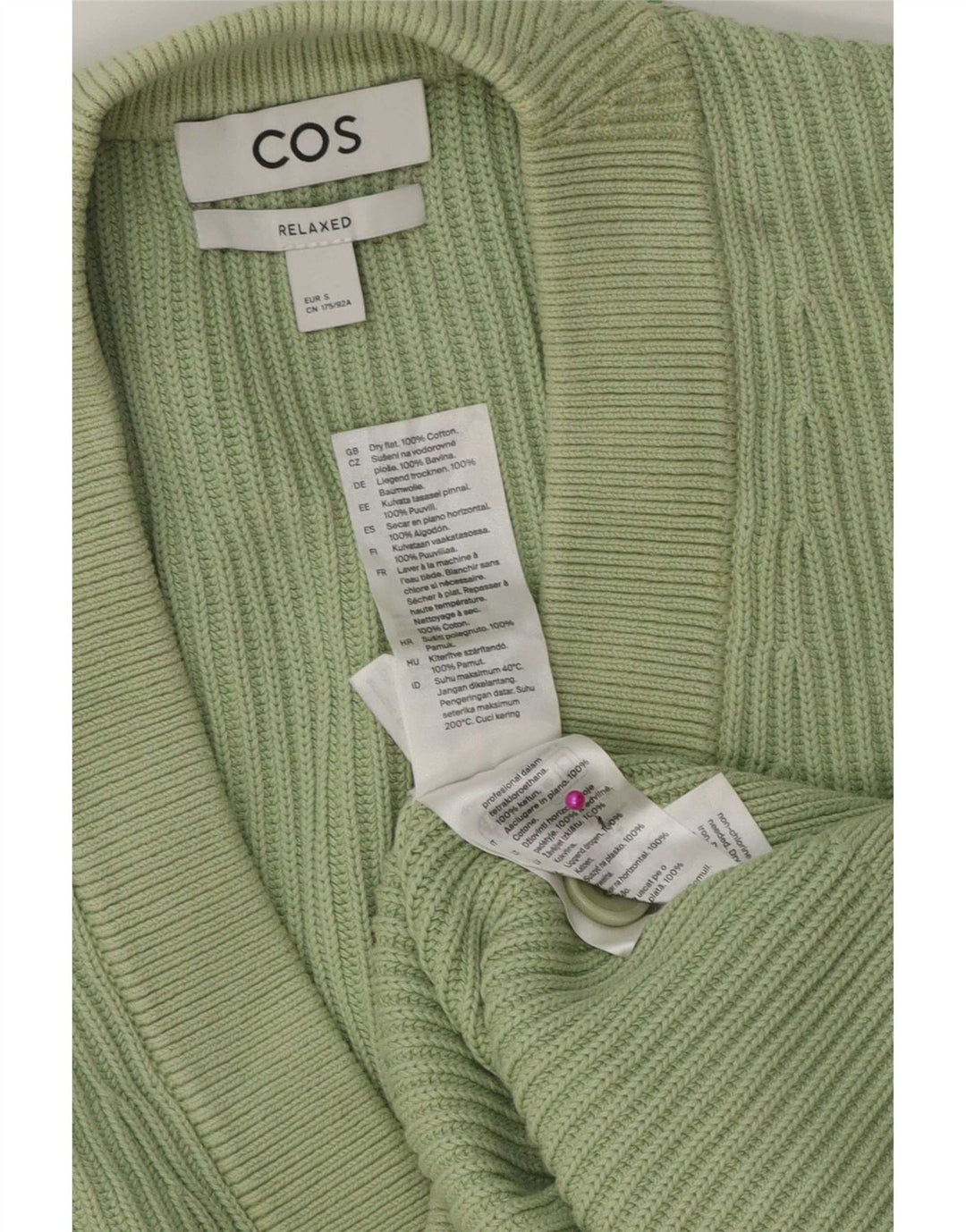 Cos Herre Relaxed Fit Cardigan Sweater Lille Grøn Bomuld