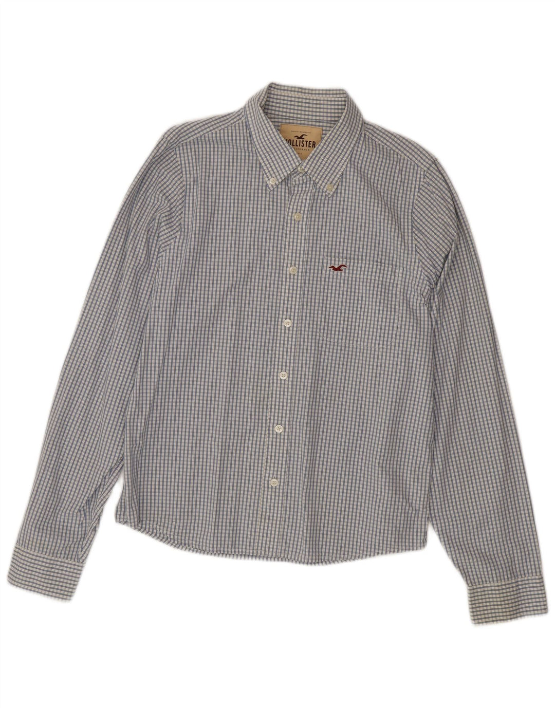 HOLLISTER Herreskjorte XL Blå ternet bomuld