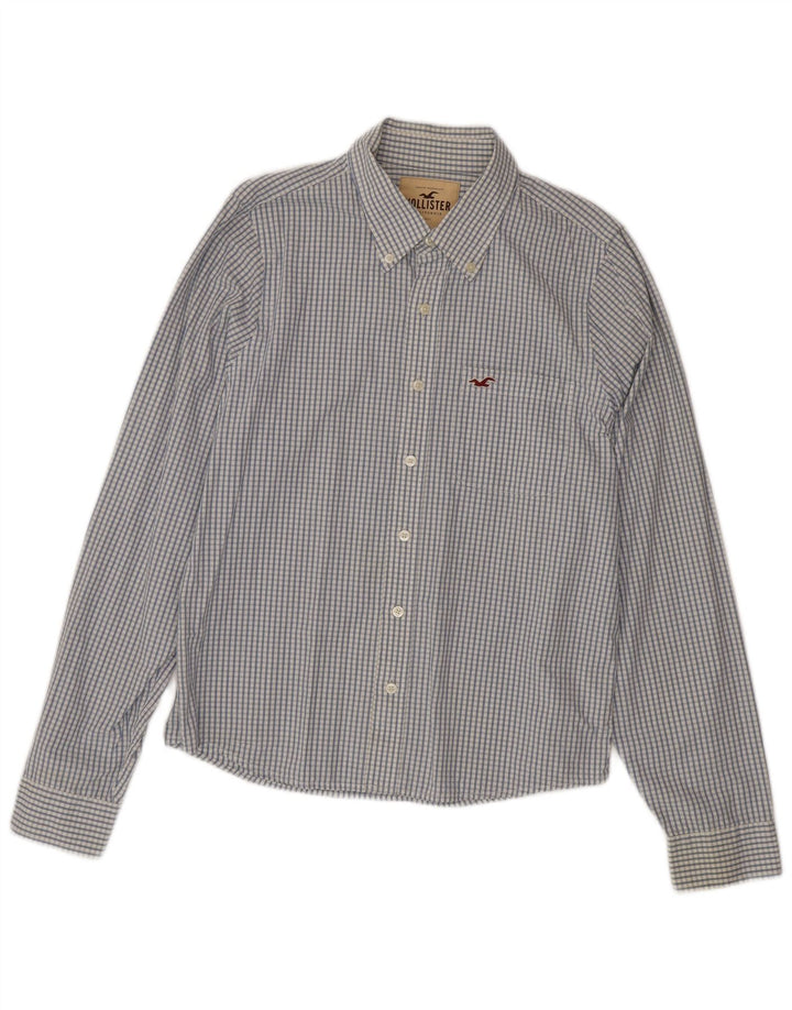 HOLLISTER Herreskjorte XL Blå ternet bomuld