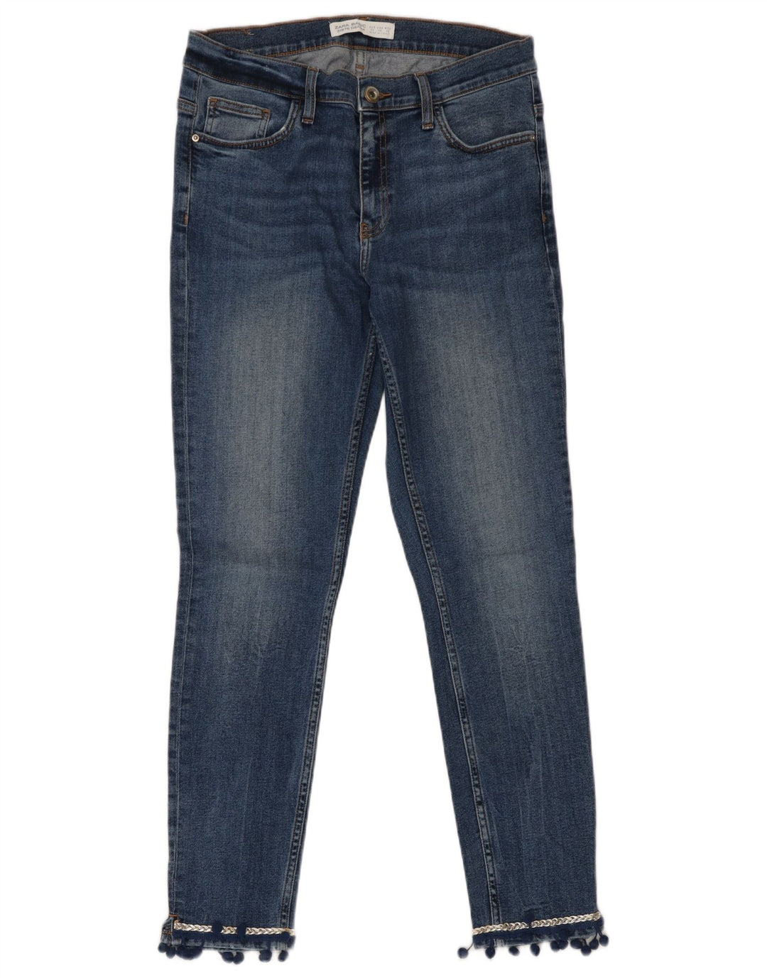 Zara Dame Slim Jeans EU 38 Small W28 L27 Blå Bomuld