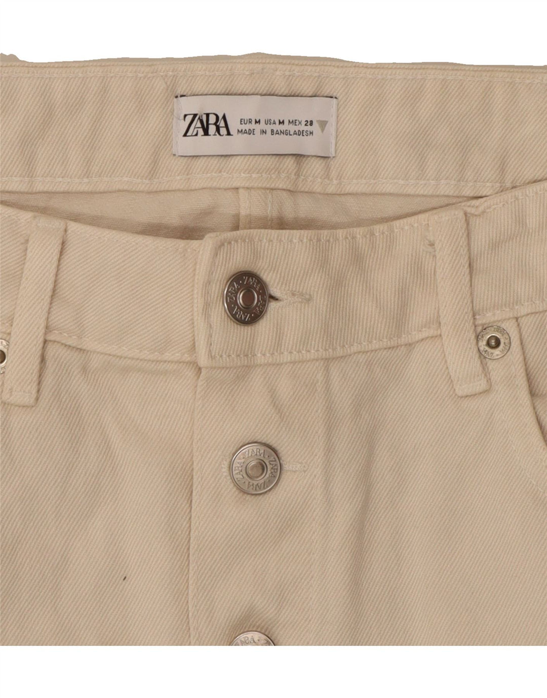 ZARA Womens Denim Skirt Medium W28 Off White Cotton Vintage Zara and Second-Hand Zara from Messina Hembry 