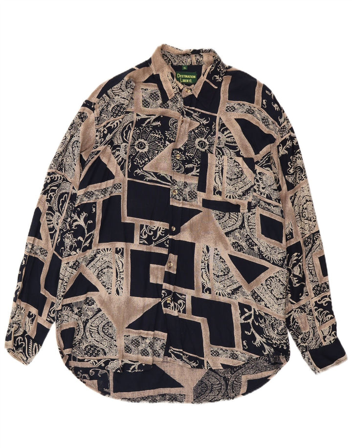 Vintage herreskjorte XL Sort Patchwork Viscose