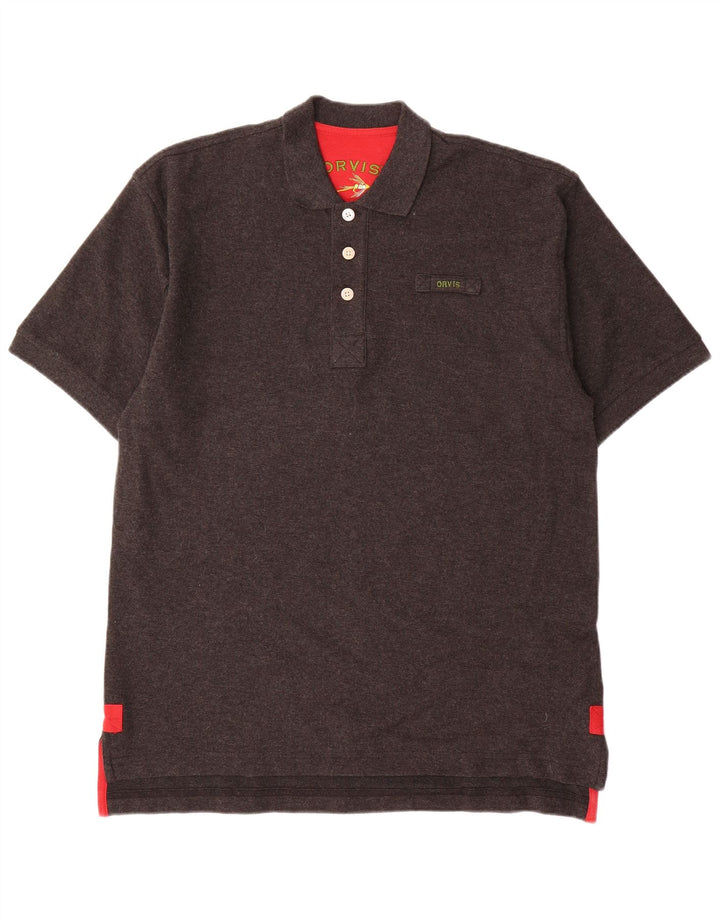 Orvis herre poloshirt mellemgrå flækket bomuld