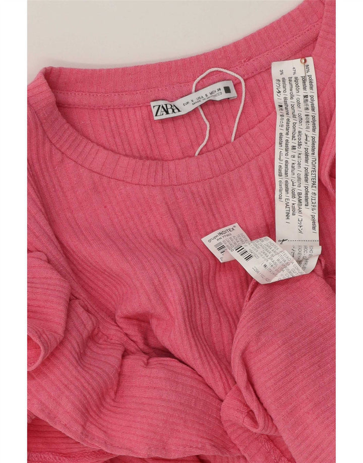 Zara Dame Bluse Top UK 10 Lille Pink Polyester