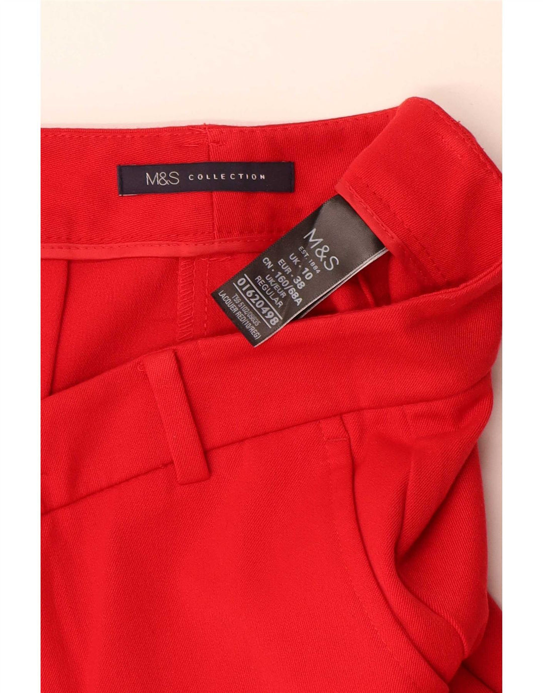 Marks & Spencer Dame Slim Suit Bukser UK 10 Small W27 L27 Rød Polyester