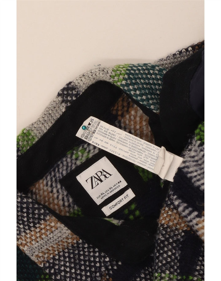 Zara Herre Overshirt Skjorte XL Flerfarvet ternet polyester