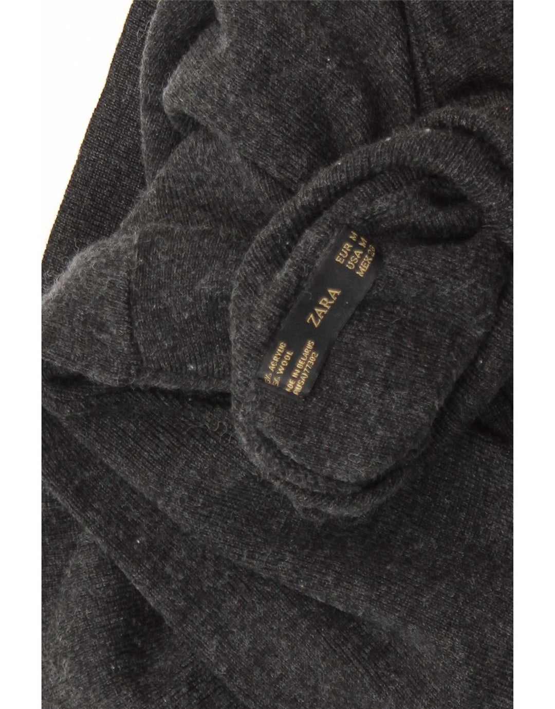 Zara Dame Roll Neck Jumper Sweater UK 12 Medium Grey Flecked Acryl