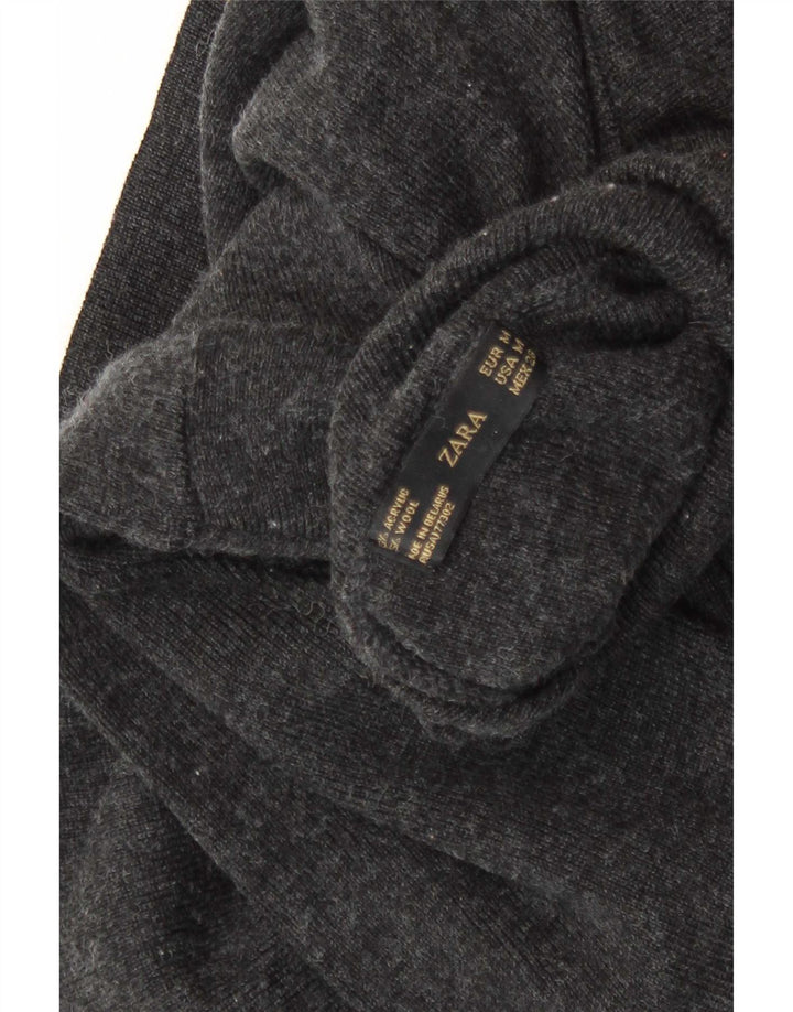 Zara Dame Roll Neck Jumper Sweater UK 12 Medium Grey Flecked Acryl