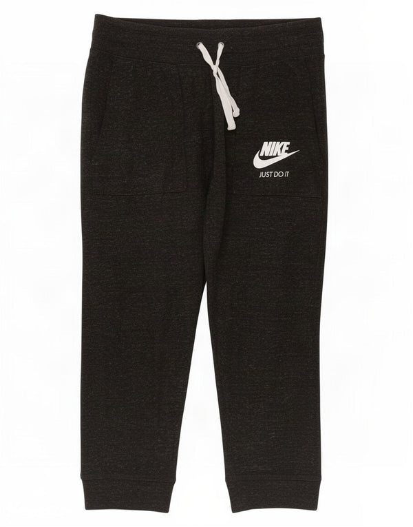 Nike Dame Capri Træningsdragt Bukser Joggers UK 14 Medium Sort Flecked