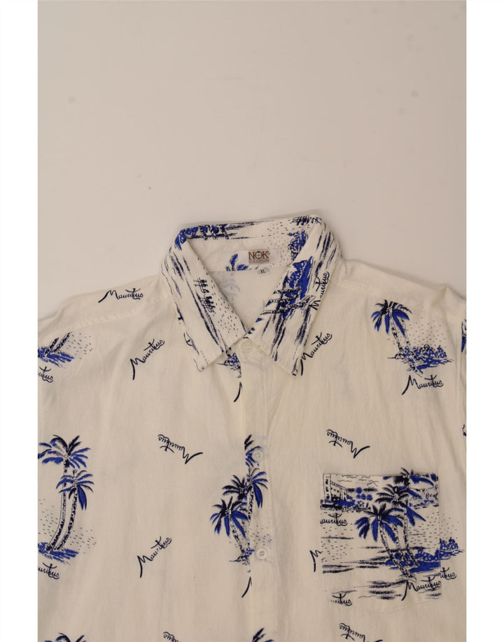 VINTAGE Mens Abstract Pattern Short Sleeve Shirt XL White Vintage Vintage and Second-Hand Vintage from Messina Hembry 