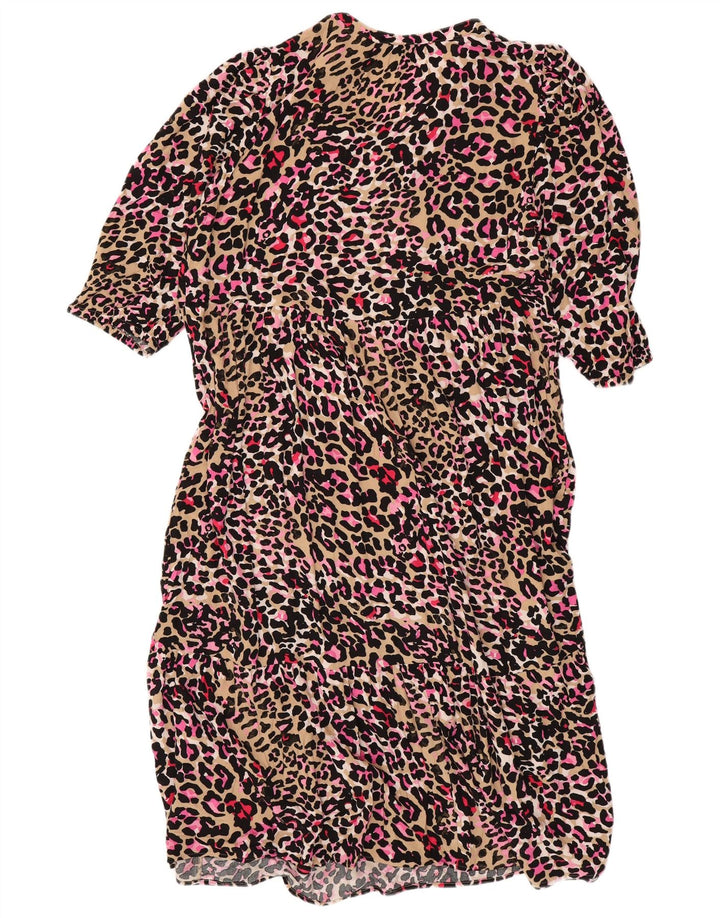 MARKS & SPENCER Womens A-Line Dress UK 14 Large Multicoloured Animal Print
