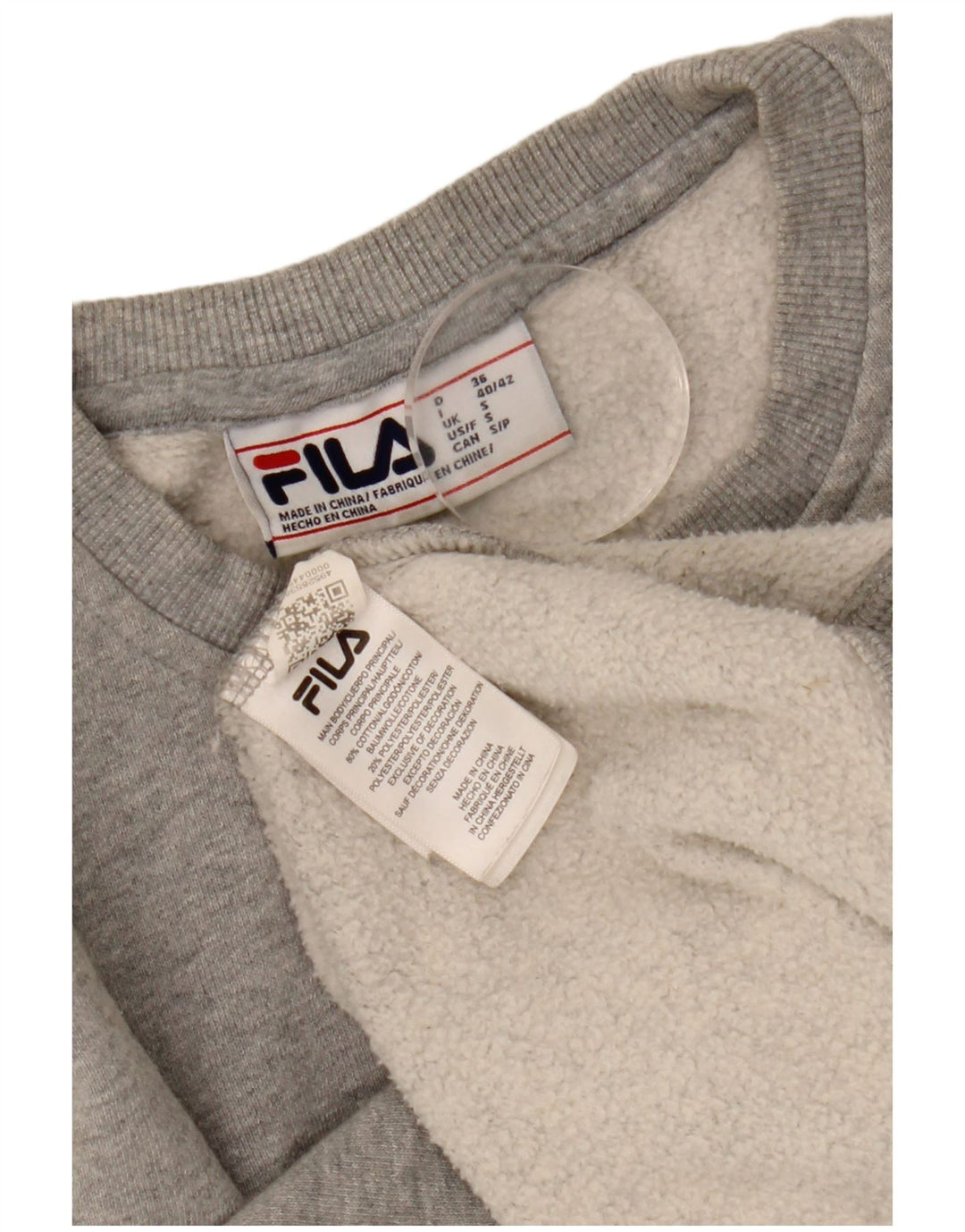 Fila Dame Oversized Sweatshirt Jumper UK 10 Lille Grå Bomuld