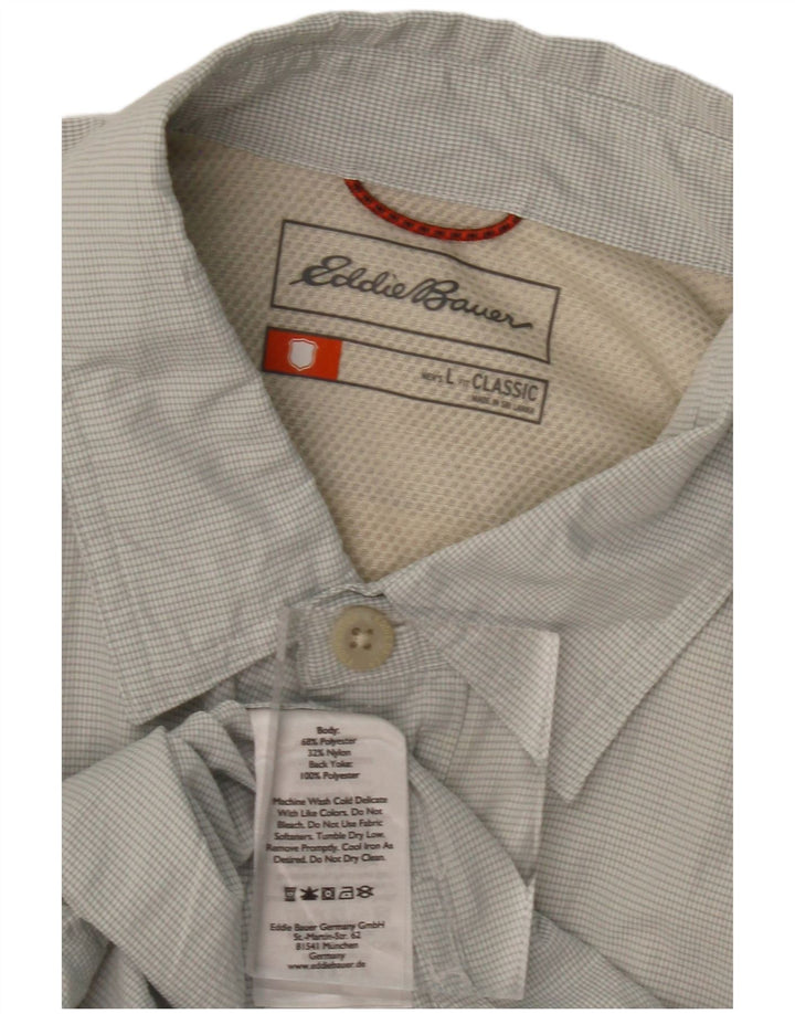 EDDIE BAUER Mens Graphic Classic Fit Shirt Large Grey Check Polyester