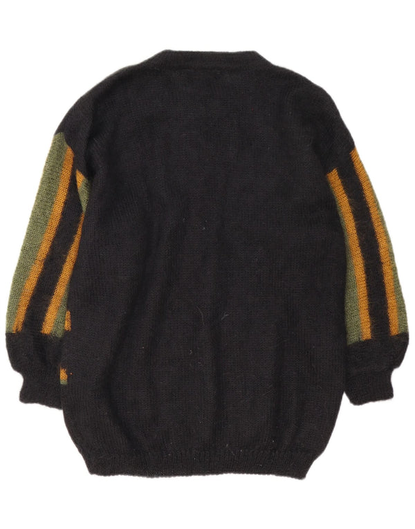 Niki Line Dame Crew Neck Jumper Sweater UK 14 Large Black Geometric Retro