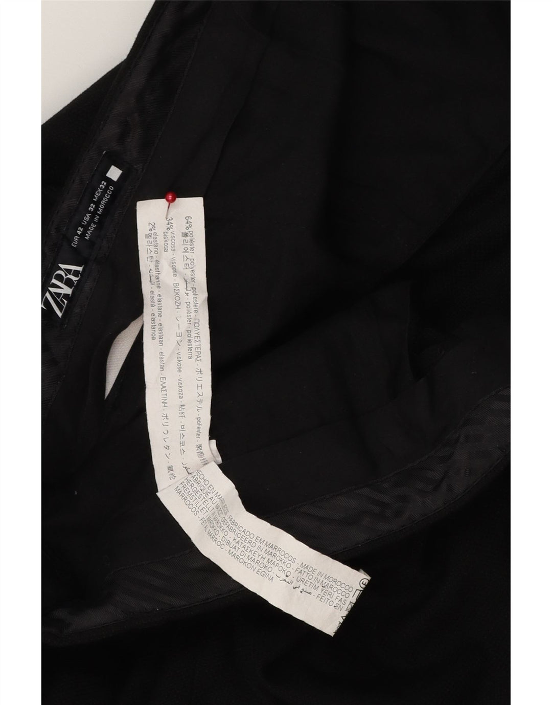 Zara Herre Lige Chinobukser EU 42 Large W32 L29 Sort Polyester