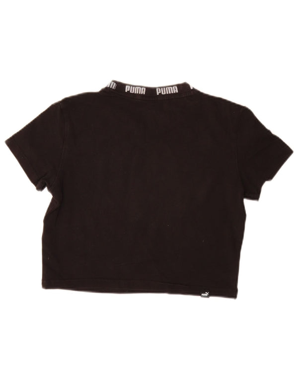 Puma Dame Crop Graphic T-Shirt Top UK 10 Small Black Bomuld