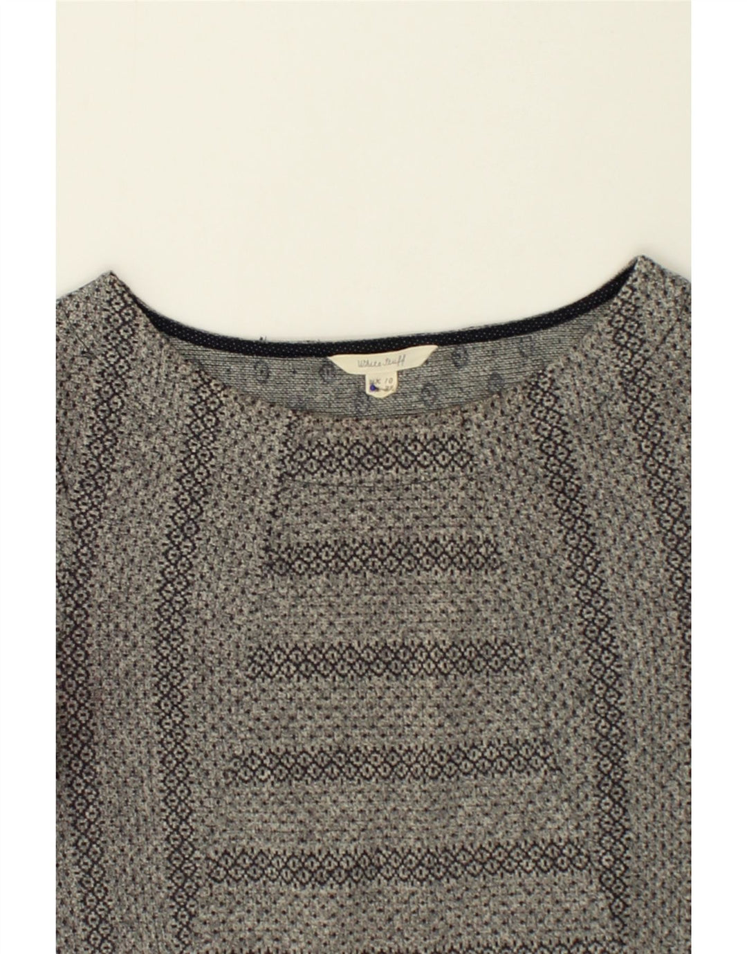 WHITE STUFF Womens 3/4 Sleeve A-Line Dress UK 10 Small Grey Striped Vintage White Stuff and Second-Hand White Stuff from Messina Hembry 