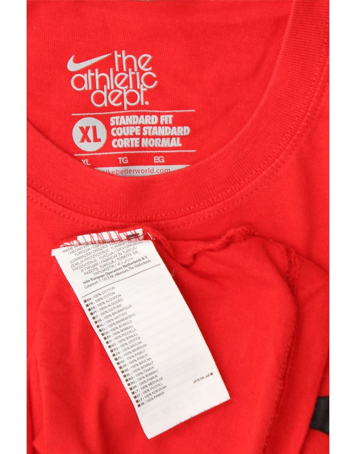 NIKE Herre Coupe Standard Standard Fit Grafisk T-Shirt Top XL Rød Bomuld