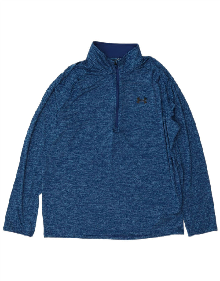 Under Armour Herre Zip Neck Pullover Træningsdragt Top Large Blue Flecked