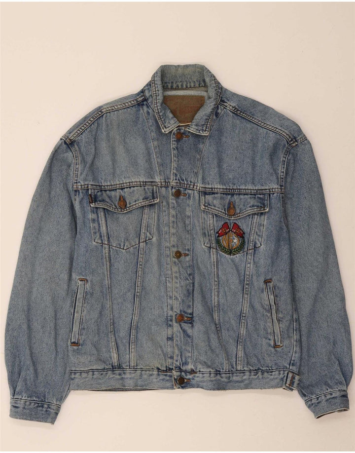 CASUCCI Mens Denim Jacket UK 40 Large Blue Cotton