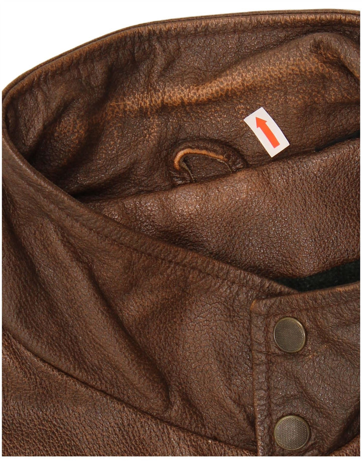 VINTAGE Mens Leather Jacket UK 42 XL Brown Leather