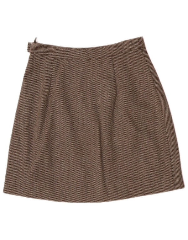 Max & Co. Dame A-Line nederdel UK 10 Small W26 Brun nålestribet Virgin Wool