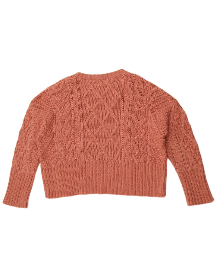 Zara Dame Oversized Boat Neck Jumper Sweater UK 14 Medium Pink Bomuld