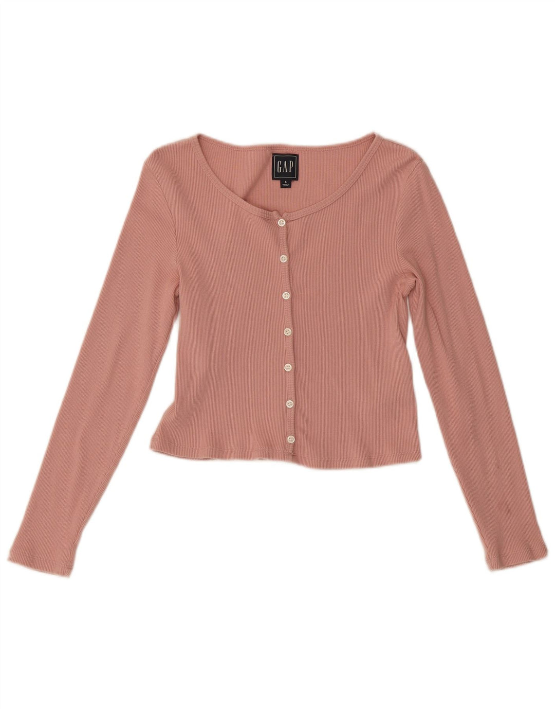 Gap Womens Crop Top Langærmet UK 8 Small Pink Bomuld